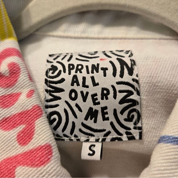 Print All Over Me Girls in the Yard Denim White Jacket Indie Brand Size Small - Picture 6 of 15